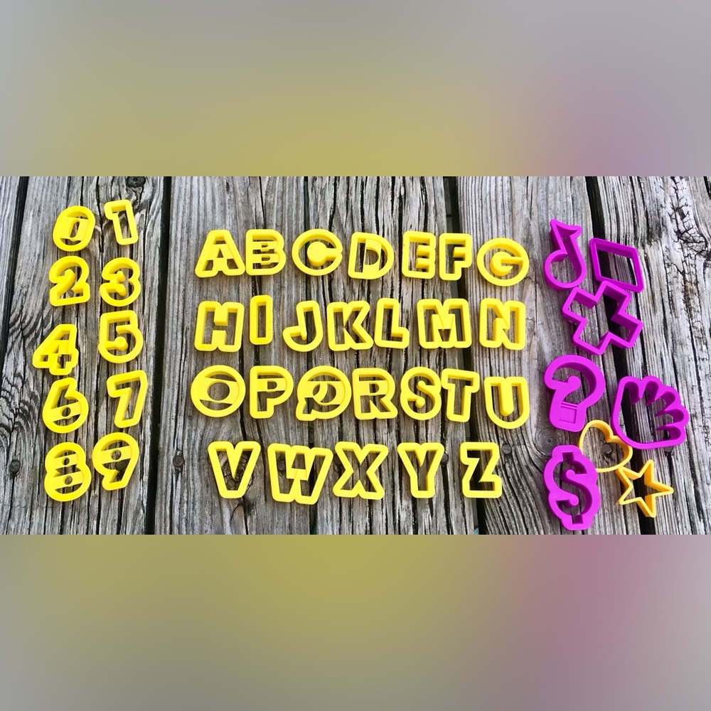 Complete Set Numbers Alphabet & Misc Symbols Shaped Cookie Cutters Spell Out